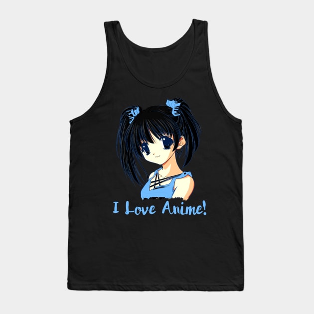 I Love Anime Cute Manga Shirt Tank Top by GreenCowLand